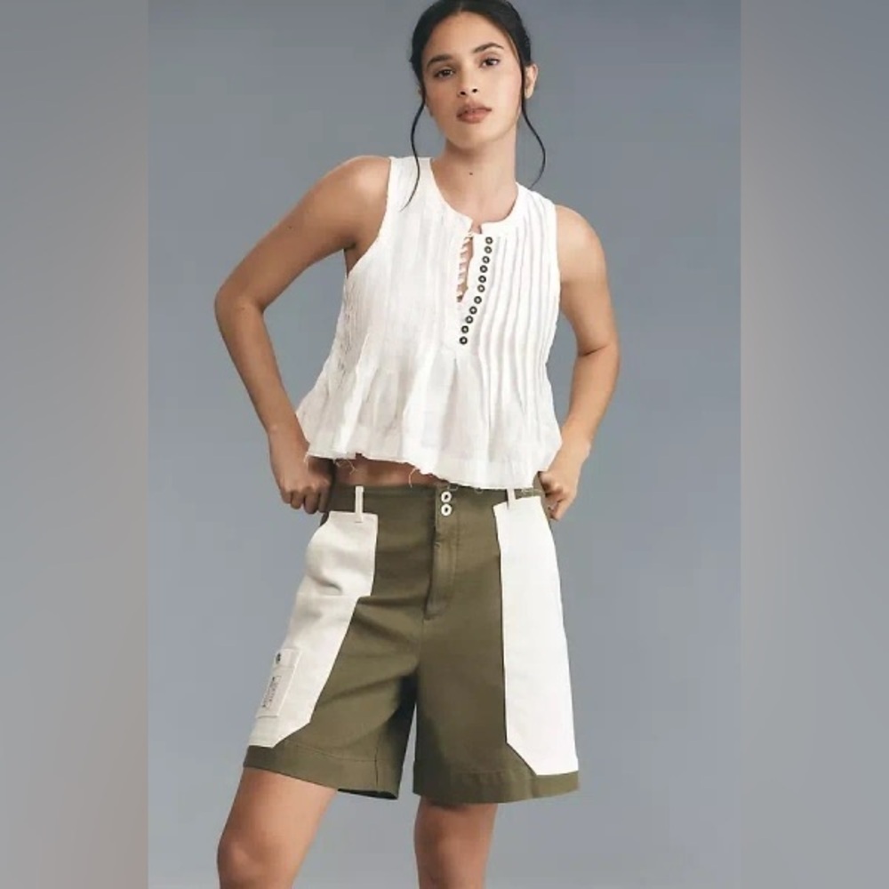 NWT! Anthropologie Maeve Colorblock Utility Wading Shorts 25 🚦